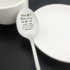6th Anniversary Spoon Gifts for Him Her Boyfriend Girlfriend 6 Year Wedding Anniversary Present for Wife Husband Christmas Birthday Gift Valentines Day Gift for Couple