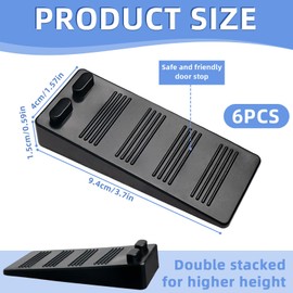 6 Pcs Black Rubber Door Stops, Doorstops Wedge, Travel Door Stopper, Wedge Door Stopper, Small Door Stopper, Anti Theft Door Stopper, Door Stoppers for Bottom of Door Security (Black)