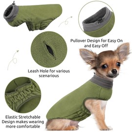 Queenmore Dog Sweater, Soft Fleece Vest Pullover Dog Jacket with Elastic Stretchable, Warm Winter Dog Coats Cold Weather Doggy Dachshund Sweaters for Small Dogs Cats Boy or Girl (Green, XL)
