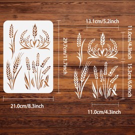 FINGERINSPIRE Wheat Ears Stencil 21 x 29.7 cm Ears Wheat Stencil Grain Ears Wheat Drawing Template Reusable Washable Painting Stencil for Home Wall Floor Door Furniture Tiles Decoration