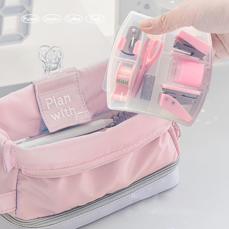 8 Pack Mini Office Supply Kit Portable Case with Scissors,Tape