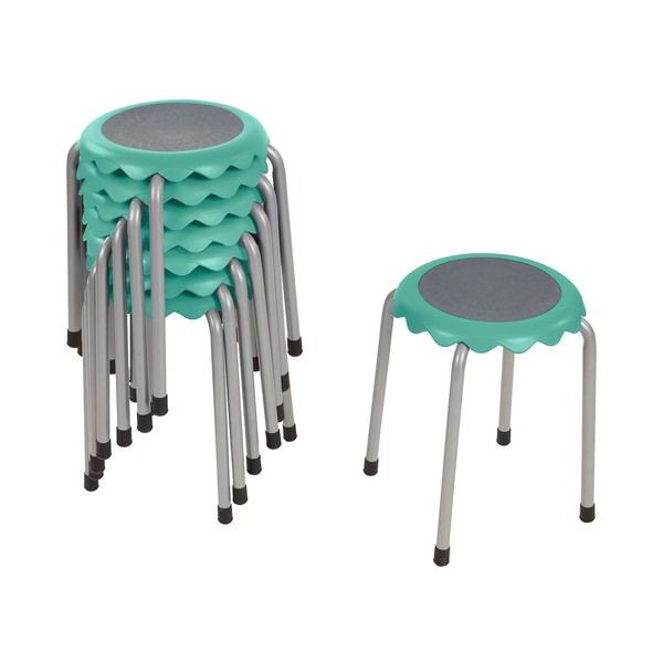 ECR4Kids Daisy Stackable Stool Set, Flexible Seating, Seafoam, 8-Piece