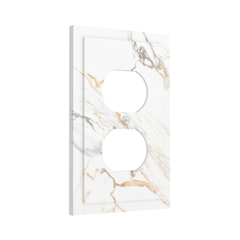 LWDZLHD White Gold Marble Outlet Covers Light Switch Cover Wall