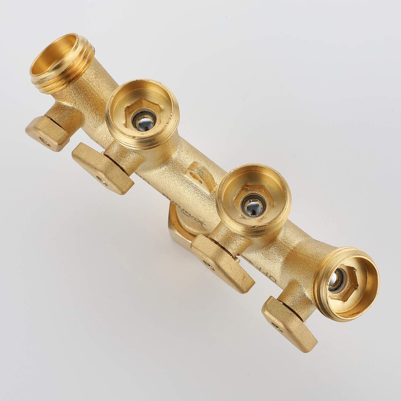 VOURUNA Premium Heavy Duty Brass 4 Way Garden Hose Splitter