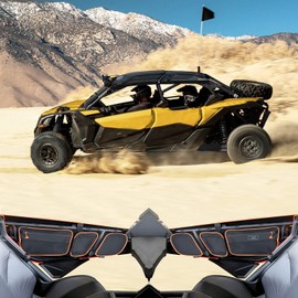 Sresk For Can Am Maverick X3 Front Door Bags, UTV X3 Front Upper Door Storage Bags For 2017-2023 Can Am Maverick X3 MAX Turbo R XDS XRS with Removable Knee Pad and Cup Holder (Orange Piping)