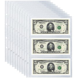 Ettonsun 10 Sheets 60 Pockets Paper Money Collection Pages,Currency Sleeves,Currency Holder Collection Supplies Album Pages for Travel Bill Banknote Stamp Paper Souvenirs Storage