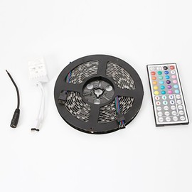 Idomise LED Tape, RGB, Waterproof, 16.4 ft (5 m), 300 Rungs, SMD5050, Black Base, Illumination, Front Luminous, 12V