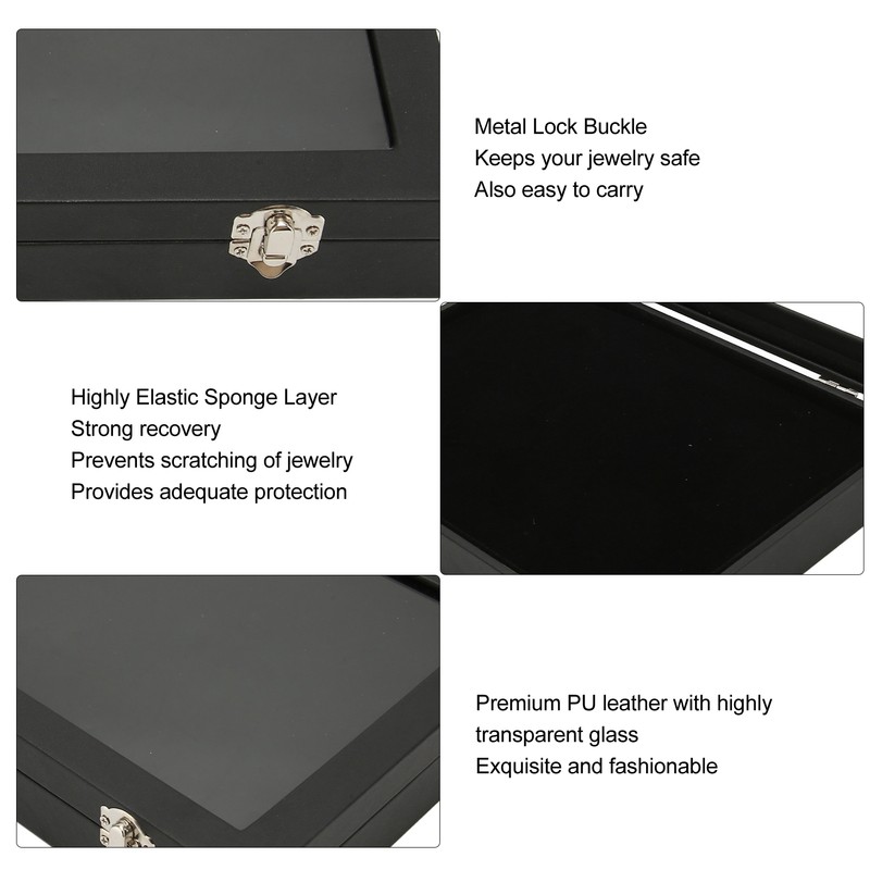 Pin Display Case Dustproof Transparent Glass Lid Badge Storage Box