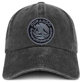Trendy Apparel Shop Durango Mexico Charcoal Embroidered Patch Pigment Dyed Washed Baseball Cap - Black
