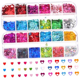 Vaguelly Heart Manicure Sequins Colours Nail Art DIY Glitters Manicure Decor Boxes of Nail Art Supplies