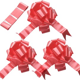 Time to Sparkle 3 Bows + 7M Ribbon Wedding Car Ribbon Decoration Kit Wrapping Large Bow (Red)