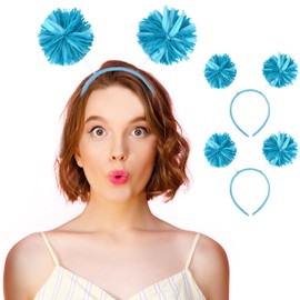 HODRME 2 Pieces Pom Pom Head Bopper-Yarn Spings Pom Headwear Party Headband for Adults and Kids (Light Blue)
