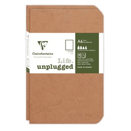 Clairefontaine Age Bag Duo 734186C Set of 2 Notebooks 9 x 14 cm Stapled 48 Sheets 90 g Blank Brown 1 Set