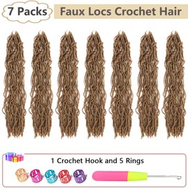 Alrence Faux Locs Crochet Hair Blonde 24 Inch 7 Packs Soft Locs Long Crochet Locs Goddess Locs Natural Synthetic Pre looped Crochet Braids For Butterfly Locs Crochet Hair (24 Inch (Pack of 7), 27#)