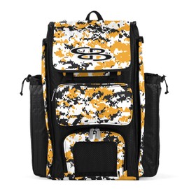 Boombah Catchers Superpack Bat Bag Digital Camo Black/Gold - 23-1/2" x 13-1/2" x 9-1/2" - Multiple Colors - Holds 4 Bats - Backpack Version (no Wheels)