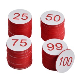 Tibapla 100Pcs Plastic Number Tags, 1-100 Plastic ID Number Tags Without Hole, 35mm Round Number Tag Engraved Digital Tag for Organizing Hotels Gym Key Locker Bathroom Cabinet Identifier (White)