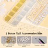 2 Boxes Metal Nail Beads and Resin Round Pearls with