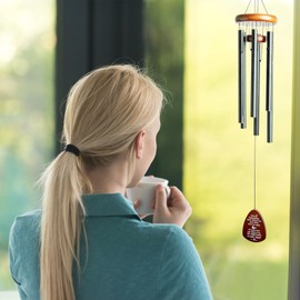 Sympathy Wind Chimes for Loss of Loved One - 32" Memorial Wind Chimes with 2 Wooden Sails - Outdoor Decor Condolence Windchimes in Memory of a Loved One - Bereavement Gifts for Loss of Father, Mother