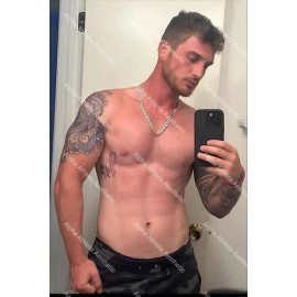Shirtless Male Beefcake Tattoos Muscular Jock Mirror Selfie 4x6 Photo #145