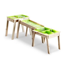 Kids 3 Sets Rushing River Falls Sensory Table, Wood Sand Table Playset for Kids, Outdoor Wooden Toy Play Water Table Set for Boys and Girls, Picnic Table for Outdoor Backyard Splash Table (Natural3)