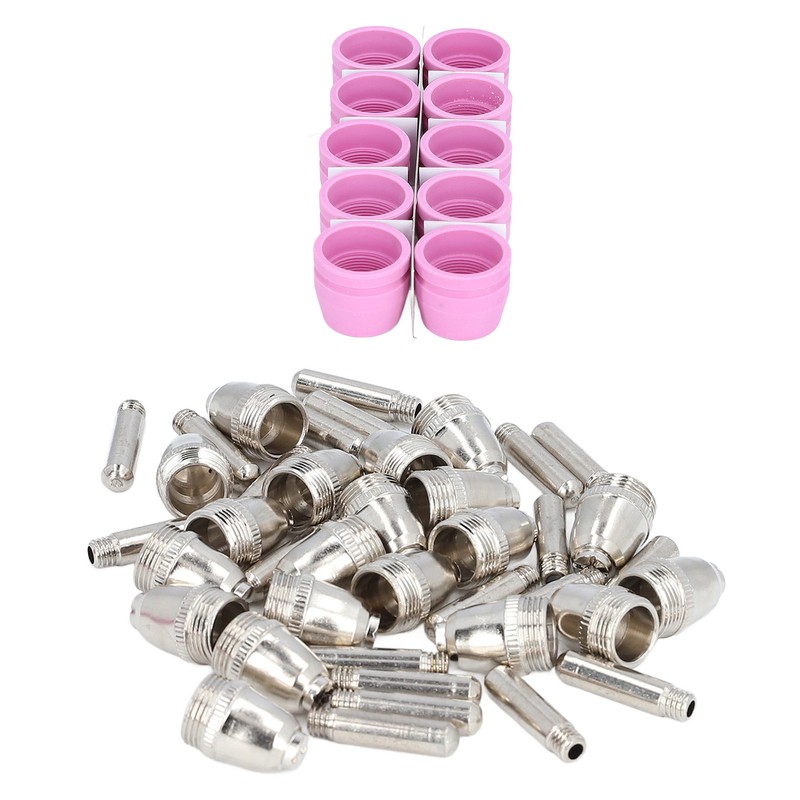 54 Pieces Plasma Cutter Torch Parts Electrode Nozzle Set Ceramic