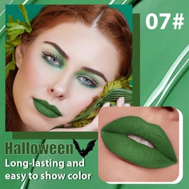 Green Metallic Lipstick for Women,High Pigment Matte Sparkling Liquid Lipstick,Long Lasting Waterproof Lightweight Comfortable Non-Drying Bold Dark Lip Gloss for Gothic Stage Makeup,Cruelty Free