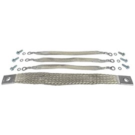 JEGS Grounding Strap Kit | Made In USA | Includes (1) Ground Strap 1/0 Gauge x 14" Long, (3) Ground Straps 10 Gauge x 11" Long, (6) Self Tapping Screws, & (6) Serrated Washers