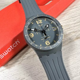 Swatch NEW Swatch SUSA401 Men's Soft Plastic Analog Gray Gold Watch Chronograph $130