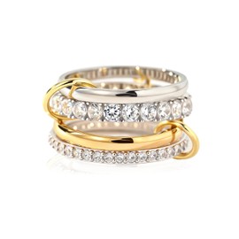 BQKBX Gold Silver Stackable Rings for Women Non Tarnish 18K Gold Plated Rings Stackable Rings Set Dainty Cubic Zirconia CZ Trendy Ring Gold Silver Jewelry Gift for Women (3Silvery-1Gold, 9)
