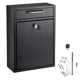 AdirOffice Wall Mount Mailbox - Mailbox with Lock and Keys- Durable Wall Mounted Locking Mailbox and Cash Drop Box for House, Apartments and Bussiness After Hours Deposits