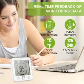 ONEVER Digital Shower Timer With Waterproof Touch Screen, Temperature and Humidity Display - Bathroom Clock With Suction Cups and Hanging Hole, Countdown Feature