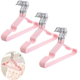30 Perchas para Niños, Ganchos para Ropa de Plástico Sumergidas, Perchas Antideslizantes con Diseño de Hombro Cóncavo, 30cm Perchas de Ropa Ahorrar Espacio, para Faldas,Pants,Camisas,Chaleco (Rosa)