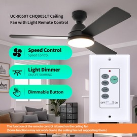 WDZP New Universal Ceiling Fan Wall Control 3 Speed Wall Mounted Fan Control Full Range Dimmer UC-9050T CHQ9051T