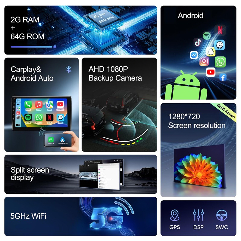 for Toyota Corolla Car Radio 2008-2013 | Wireless CarPlay Android