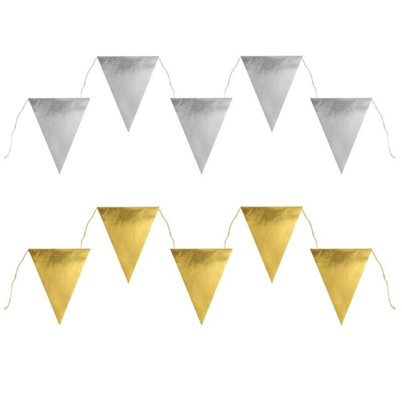 Plain Shiny Bunting Garland 3 m, Gold