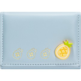 YINHEXI Wallet for Women, Women's Wallet Card Holder with Fruit Pattern, Small Trifold RFID Blocking Purse, Small Cute Leather Pocket Wallet, Baby Blue, Cute