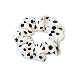 Soul-Cats Polka Dots Damen Haargummi Scrunchie Zopfgummi, weiß mit schwarzen Punkten