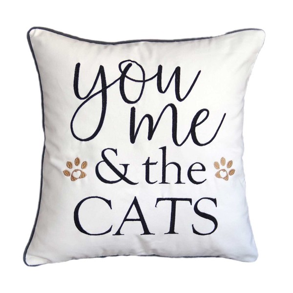 DECOPOW Embroidered Throw Pillow Cover,Square 18 inches Decorative Canvas Pillow