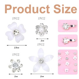 WUSJCOF 20 Stück Mini-Blumen-Haarspangen, süße Strass-Haarnadeln, kleine dekorative Hochzeits-Haarspangen, Braut-Haar-Accessoires für Mädchen und Frauen (Weiße Blumen)