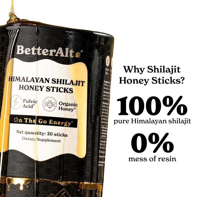 Better Alt Pure Himalayan Shilajit Sticks with Organic Honey, Natural