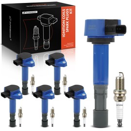 A-Premium (Blue) Engine Ignition Coil Pack Compatible with Honda Accord 2004-2007 3.0L, Pilot 2003-2008, Ridgeline 2006-2008 3.5L & Acura MDX 2001-2009 & Saturn Vue 2004-2007 3.5L, 6-PC Set