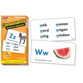 TREND ENTERPRISES: Consonants Blends & Digraphs Skill Drill Flash Cards, Photo Cues, Word & Sentence Examples, Great for Skill Building and Test Prep, 72 Cards Included, Ages 6 and Up
