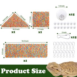 3 Pcs Reptile Hammock Bearded Dragon Hammock with 15 Suction Cups Hooks Bearded Dragon Tank Accessories Reptile Tank Decor for Climbing Reptiles Lizards Chameleon Gecko Snakes (Red, 3 Pcs)