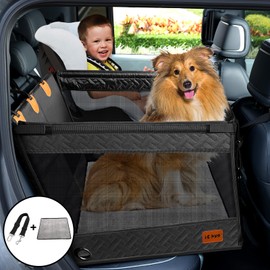 KYG Large Dog Car Seat for Large Medium Size Dogs with Cushion, Waterproof Hard Bottom Car Seat Cover for Dogs with 3 Mesh Windows, Foldable Pet Carseat for Cars/SUVs/Trucks