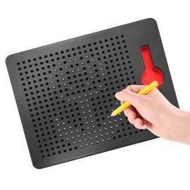 ALEENFOON Magnetic Steel Ball Drawing Board for Kids Children, Writing Stencils Toys Sketch Doodle Pad Scribble Writing Board Toy with Magnetic Pen (Small, Black)