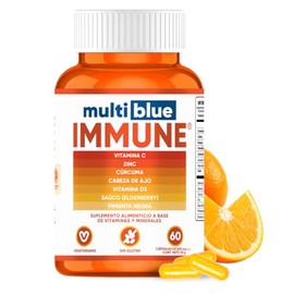 Multiblue Vitamina C | 6 en 1 con Vitamina C, Zinc, Cúrcuma, Cabeza de Ajo, Vitamina D3 y Saúco Elderberry - (1 Frasco, 60 Cápsulas Vegetarianas, sin 