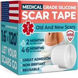 Medical Grade Silicone Scar Tape - Transparent (1.6”x120”) - Visible Difference on Surgical & Keloid Scars - Reusable Silicone Scar Sheets - Easy to Use Silicone Tape for Scars