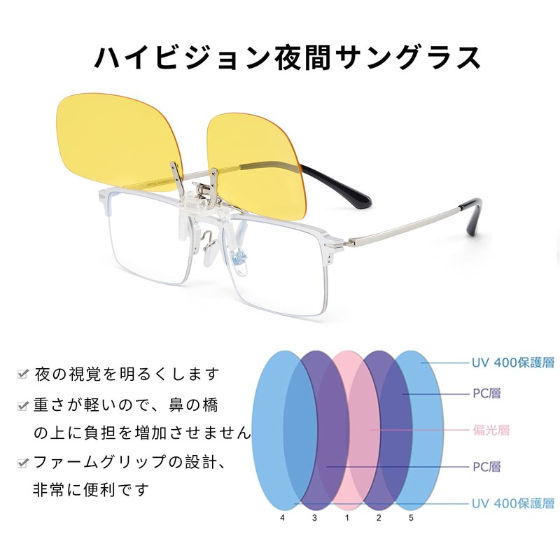 CEETOL Night Sunglasses, Clips, Driving Sunglasses, Front Mounting, Night Sunglasses,
