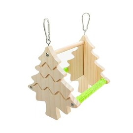 Small Bird Mirror Parrot Swing,Bird Stand Perch Toy,Double Sided Mirror Swing with Chew Flower Perch Safe Parakeet Budgie Cockatiel Cage Accessories for Biting Anxiety.