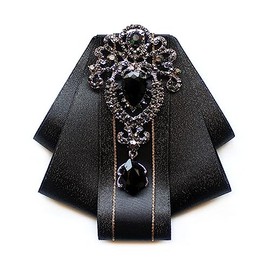 FYBownot Sparkly Bowtie, Unisex, Uniform Ribbon, Ribbon Tie, Pin + Rubber, Adjustable, Restored, English-Style, Uniform, Bowtie, Bridegroom, Presenters, Weddings, Banquets, Business, Commutes, Black